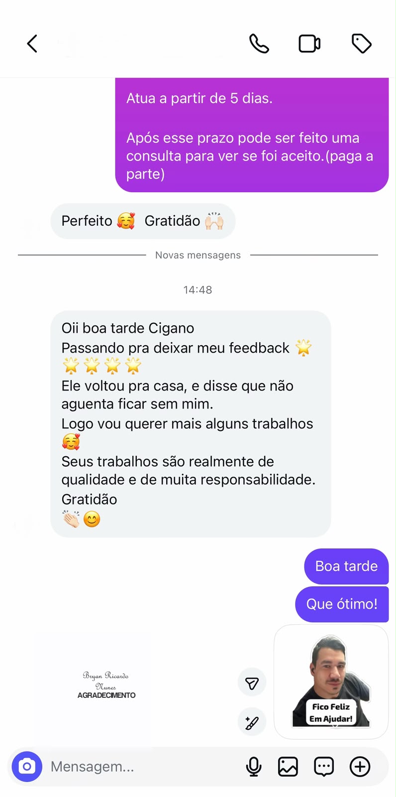 Depoimento de Cliente