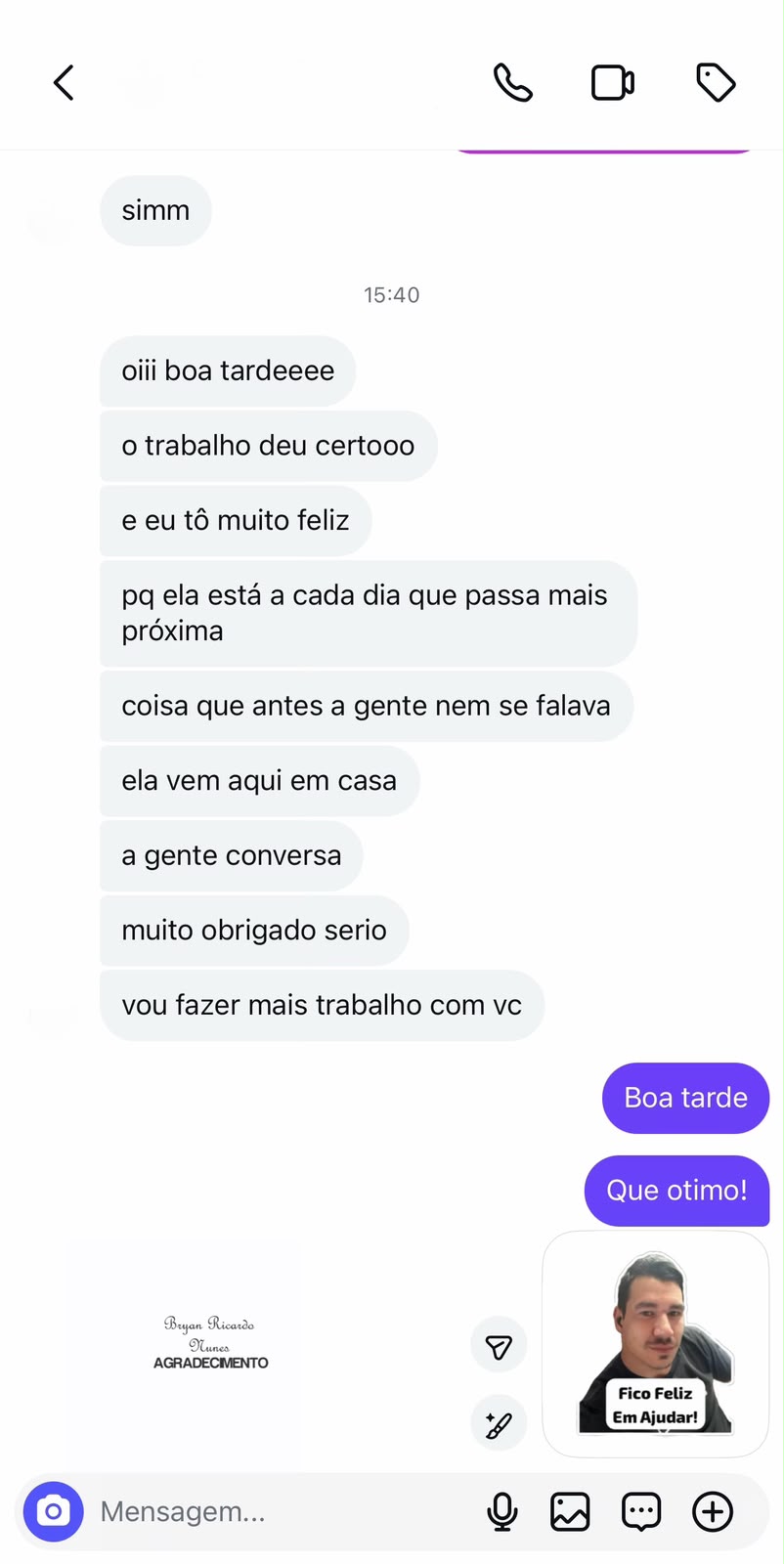 Depoimento de Cliente
