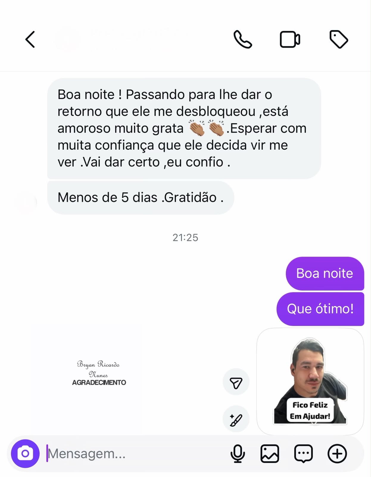 Depoimento de Cliente