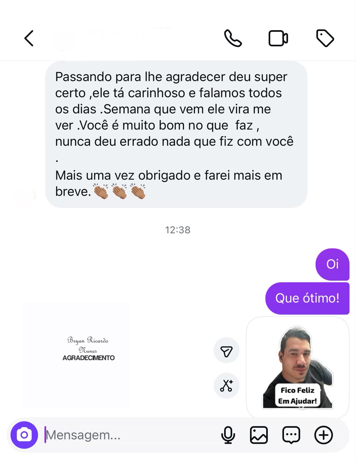 Depoimento de Cliente